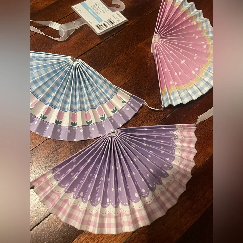 Colorful Easter Fan Garland Party Decoration,Baby Shower, Spring Decorations